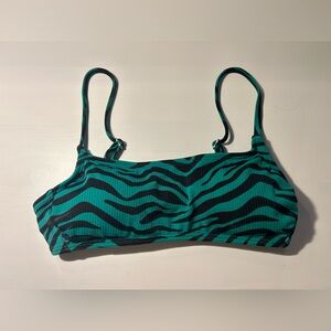 Target green and black zebra print bathing suit top